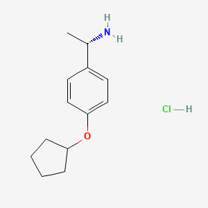 molecular formula C13H20ClNO B8181375 (S)-1-(4-(Cyclopentyloxy)phenyl)ethan-1-amine hydrochloride 