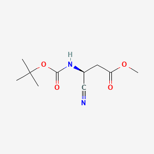 molecular formula C10H16N2O4 B8181434 (S)-Methyl 3-((tert-butoxycarbonyl)amino)-3-cyanopropanoate 