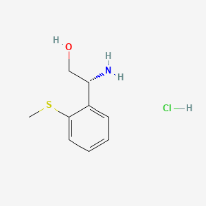 molecular formula C9H14ClNOS B8181525 (R)-2-Amino-2-(2-(methylthio)phenyl)ethan-1-ol hydrochloride 