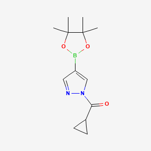 molecular formula C13H19BN2O3 B8181610 1-Cyclopropanecarbonyl-4-(4,4,5,5-tetramethyl-1,3,2-dioxaborolan-2-yl)-1H-pyrazole 