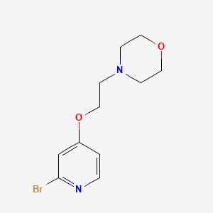 molecular formula C11H15BrN2O2 B8181615 Morpholine, 4-[2-[(2-bromo-4-pyridinyl)oxy]ethyl]- 