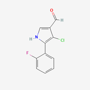 molecular formula C11H7ClFNO B8181644 4-chloro-5-(2-fluorophenyl)-1H-pyrrole-3-carbaldehyde 