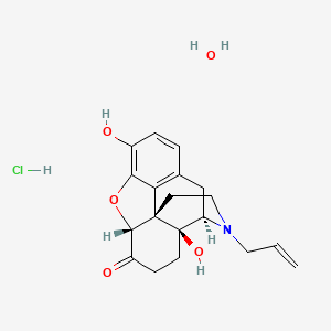 molecular formula C19H24ClNO5 B8181696 Morphinan-6-one, 4,5-epoxy-3,14-dihydroxy-17-(2-propenyl)-,hydrochloride, dihydrate, (5a)- 