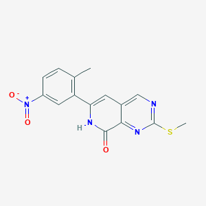 molecular formula C15H12N4O3S B8181850 6-(2-Methyl-5-nitrophenyl)-2-(methylthio)pyrido[3,4-d]pyrimidin-8(7H)-one 