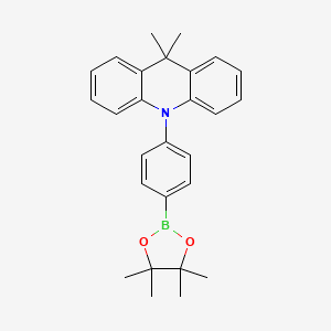 molecular formula C27H30BNO2 B8181911 9,9-Dimethyl-10-(4-(4,4,5,5-tetramethyl-1,3,2-dioxaborolan-2-yl)phenyl)-9,10-dihydroacridine 