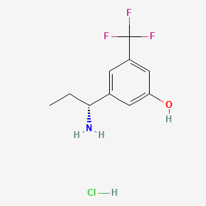 molecular formula C10H13ClF3NO B8181986 (R)-3-(1-Aminopropyl)-5-(trifluoromethyl)phenol hydrochloride 