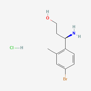 molecular formula C10H15BrClNO B8182017 (R)-3-Amino-3-(4-bromo-2-methylphenyl)propan-1-ol hydrochloride 