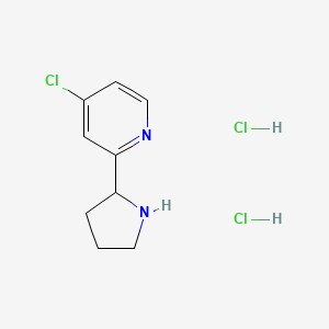 molecular formula C9H13Cl3N2 B8182055 4-Chloro-2-(pyrrolidin-2-yl)pyridine dihydrochloride 