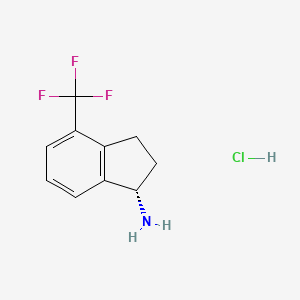 molecular formula C10H11ClF3N B8182063 (S)-4-(trifluoromethyl)-2,3-dihydro-1H-inden-1-amine hydrochloride 