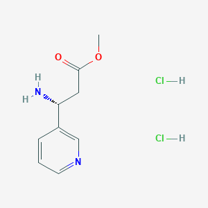 molecular formula C9H14Cl2N2O2 B8182066 (R)-Methyl 3-amino-3-pyridin-3-yl-propionate dihydrochloride 