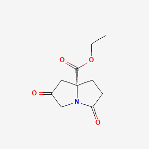 molecular formula C10H13NO4 B8182108 (R)-Ethyl 2,5-dioxohexahydro-1H-pyrrolizine-7a-carboxylate 