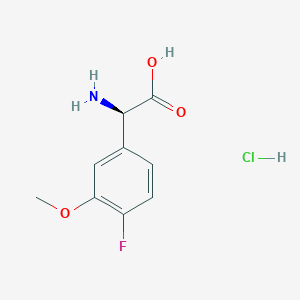 molecular formula C9H11ClFNO3 B8182157 (R)-2-Amino-2-(4-fluoro-3-methoxyphenyl)acetic acid hydrochloride 