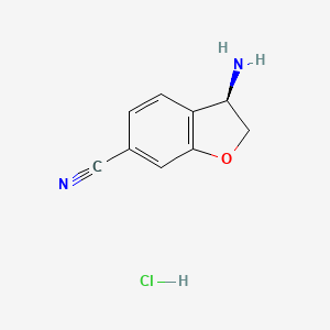 molecular formula C9H9ClN2O B8182184 (R)-3-Amino-2,3-dihydrobenzofuran-6-carbonitrile hydrochloride 