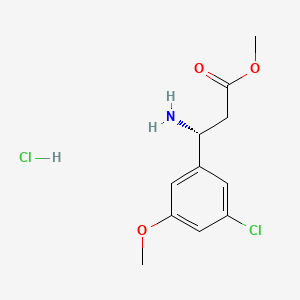 molecular formula C11H15Cl2NO3 B8182199 Methyl (R)-3-amino-3-(3-chloro-5-methoxyphenyl)propanoate hydrochloride 
