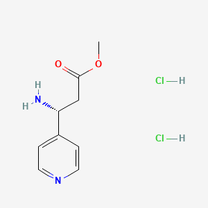 molecular formula C9H14Cl2N2O2 B8182219 (R)-Methyl 3-amino-3-pyridin-4-yl-propionate dihydrochloride 