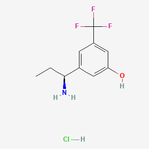 molecular formula C10H13ClF3NO B8182227 (S)-3-(1-Aminopropyl)-5-(trifluoromethyl)phenol hydrochloride 