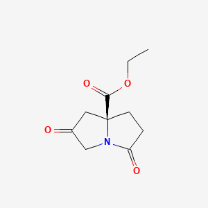 molecular formula C10H13NO4 B8182277 (S)-Ethyl 2,5-dioxohexahydro-1H-pyrrolizine-7a-carboxylate 