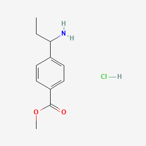 molecular formula C11H16ClNO2 B8182287 Methyl 4-(1-aminopropyl)benzoate hydrochloride 
