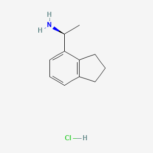 molecular formula C11H16ClN B8182308 (S)-1-(2,3-Dihydro-1H-inden-4-yl)ethan-1-amine hydrochloride 