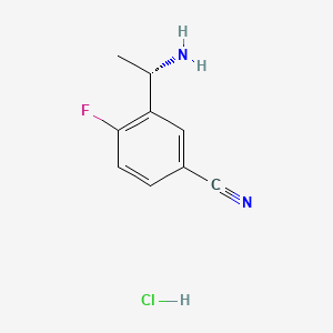 molecular formula C9H10ClFN2 B8182330 (S)-3-(1-Aminoethyl)-4-fluorobenzonitrile hydrochloride 