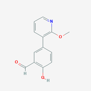molecular formula C13H11NO3 B8182403 2-Hydroxy-5-(2-methoxy-3-pyridinyl)benzaldehyde 