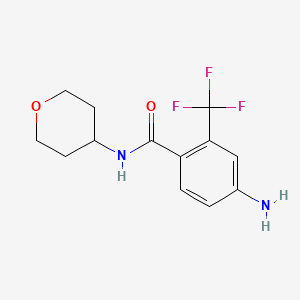 molecular formula C13H15F3N2O2 B8182442 4-Amino-N-(tetrahydro-2H-pyran-4-yl)-2-(trifluoromethyl)benzamide 