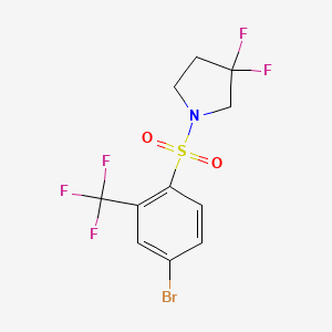 molecular formula C11H9BrF5NO2S B8182478 1-((4-Bromo-2-(trifluoromethyl)phenyl)sulfonyl)-3,3-difluoropyrrolidine 