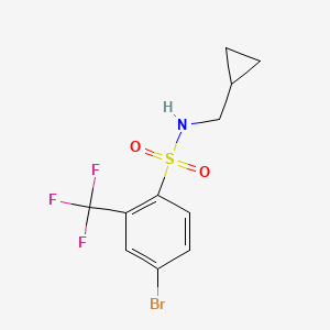 molecular formula C11H11BrF3NO2S B8182496 4-bromo-N-(cyclopropylmethyl)-2-(trifluoromethyl)benzenesulfonamide 