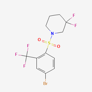 molecular formula C12H11BrF5NO2S B8182517 1-((4-Bromo-2-(trifluoromethyl)phenyl)sulfonyl)-3,3-difluoropiperidine 