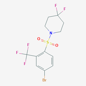 molecular formula C12H11BrF5NO2S B8182519 1-((4-Bromo-2-(trifluoromethyl)phenyl)sulfonyl)-4,4-difluoropiperidine 