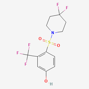molecular formula C12H12F5NO3S B8182522 4-((4,4-Difluoropiperidin-1-yl)sulfonyl)-3-(trifluoromethyl)phenol 