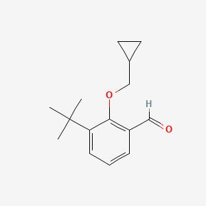 molecular formula C15H20O2 B8182535 3-(tert-Butyl)-2-(cyclopropylmethoxy)benzaldehyde 