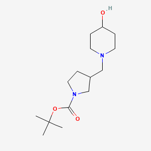 molecular formula C15H28N2O3 B8182802 tert-Butyl 3-[(4-hydroxypiperidin-1-yl)methyl]pyrrolidine-1-carboxylate 