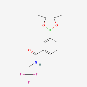 molecular formula C15H19BF3NO3 B8182909 3-(4,4,5,5-Tetramethyl-1,3,2-dioxaborolan-2-yl)-N-(2,2,2-trifluoroethyl)benzamide 