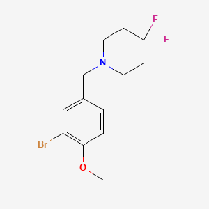 molecular formula C13H16BrF2NO B8183035 1-(3-Bromo-4-methoxybenzyl)-4,4-difluoropiperidine 