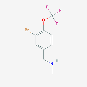 molecular formula C9H9BrF3NO B8183171 1-(3-Bromo-4-(trifluoromethoxy)phenyl)-N-methylmethanamine 