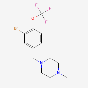 molecular formula C13H16BrF3N2O B8183199 1-(3-Bromo-4-(trifluoromethoxy)benzyl)-4-methylpiperazine 