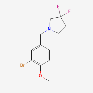 molecular formula C12H14BrF2NO B8183231 1-(3-Bromo-4-methoxybenzyl)-3,3-difluoropyrrolidine 