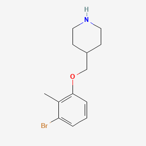 molecular formula C13H18BrNO B8183489 4-((3-Bromo-2-methylphenoxy)methyl)piperidine 