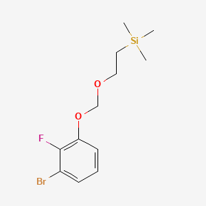 molecular formula C12H18BrFO2Si B8183497 (2-((3-Bromo-2-fluorophenoxy)methoxy)ethyl)trimethylsilane 