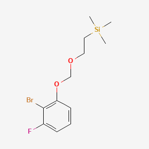 molecular formula C12H18BrFO2Si B8183506 (2-((2-Bromo-3-fluorophenoxy)methoxy)ethyl)trimethylsilane 