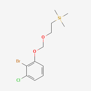 molecular formula C12H18BrClO2Si B8183524 (2-((2-Bromo-3-chlorophenoxy)methoxy)ethyl)trimethylsilane 
