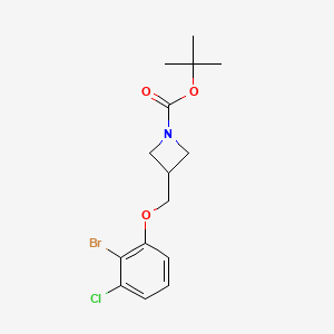 molecular formula C15H19BrClNO3 B8183551 tert-Butyl 3-((2-bromo-3-chlorophenoxy)methyl)azetidine-1-carboxylate 