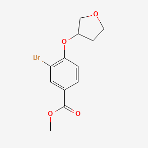 molecular formula C12H13BrO4 B8183588 Methyl 3-bromo-4-((tetrahydrofuran-3-yl)oxy)benzoate 