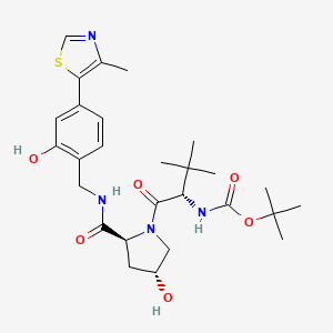 molecular formula C27H38N4O6S B8183650 tert-butyl ((S)-1-((2S,4R)-4-hydroxy-2-((2-hydroxy-4-(4-methylthiazol-5-yl)benzyl)carbamoyl)pyrrolidin-1-yl)-3,3-dimethyl-1-oxobutan-2-yl)carbamate 