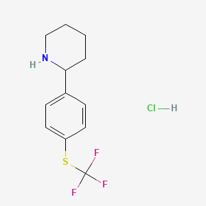 molecular formula C12H15ClF3NS B8183881 2-[4-(Trifluoromethylsulfanyl)phenyl]piperidine;hydrochloride 