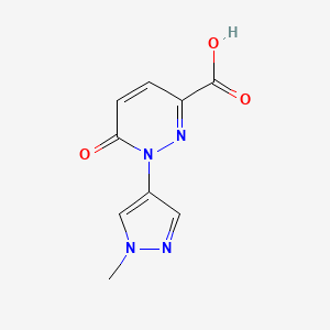 molecular formula C9H8N4O3 B8184011 1-(1-Methylpyrazol-4-yl)-6-oxopyridazine-3-carboxylic acid 