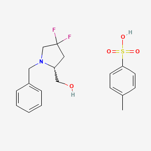 molecular formula C19H23F2NO4S B8184039 [(2R)-1-benzyl-4,4-difluoropyrrolidin-2-yl]methanol; para-toluene sulfonate 