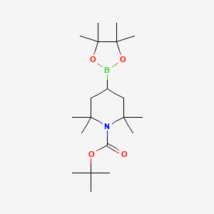 molecular formula C20H38BNO4 B8184053 Tert-butyl 2,2,6,6-tetramethyl-4-(4,4,5,5-tetramethyl-1,3,2-dioxaborolan-2-yl)piperidine-1-carboxylate 