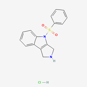molecular formula C16H15ClN2O2S B8184055 4-(benzenesulfonyl)-2,3-dihydro-1H-pyrrolo[3,4-b]indole;hydrochloride 